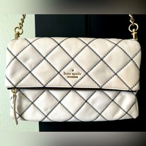 Kate Spade White Quilted Leather Crossbody Bag